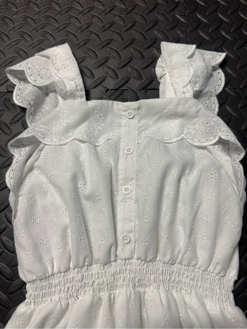 Girls White Eyelet Embroidered Ruffle Tiered Summer Dress - Picture 5 of 8